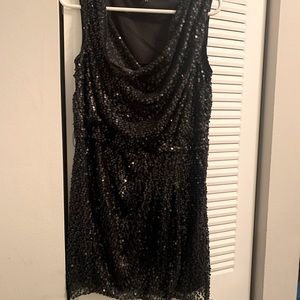 Black sequins mini dress.